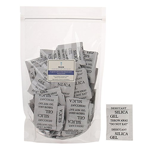 (50 Packs) 5 Gram Silica Gel Dessicant Composite Paper Drying Desiccant Packets  High Efficient Dehumidifier Bags Clear Moisture Gel Beads - B071L1197S